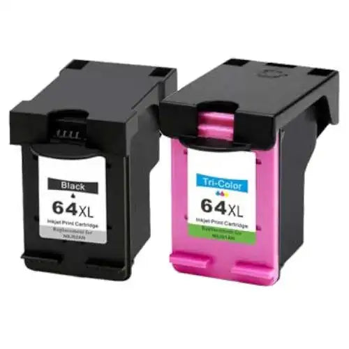 Compatible HP 64XL Black and Tri-color Ink Cartridge Combo High Yield