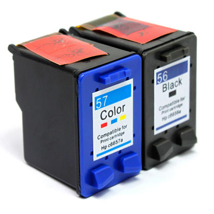 Remanufactured HP 56 HP 57 Black and Color Ink Cartridge Combo High Yield