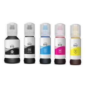 Epson T512 Compatible Ink Bottle Combo BK/PBK/C/M/Y